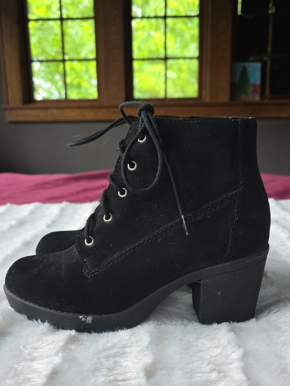Soda Black Lace-Up Kids Ankle Boots